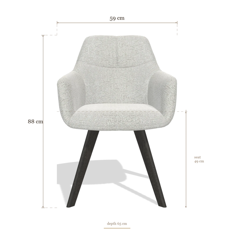 Sedia da pranzo con braccioli Basil 6624, dimensioni 59 x 65 x 88 cm
