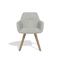 Sedia da pranzo con braccioli Basil 6624 in tessuto Sneak 05 (greige), gambe in naturale, vista frontale