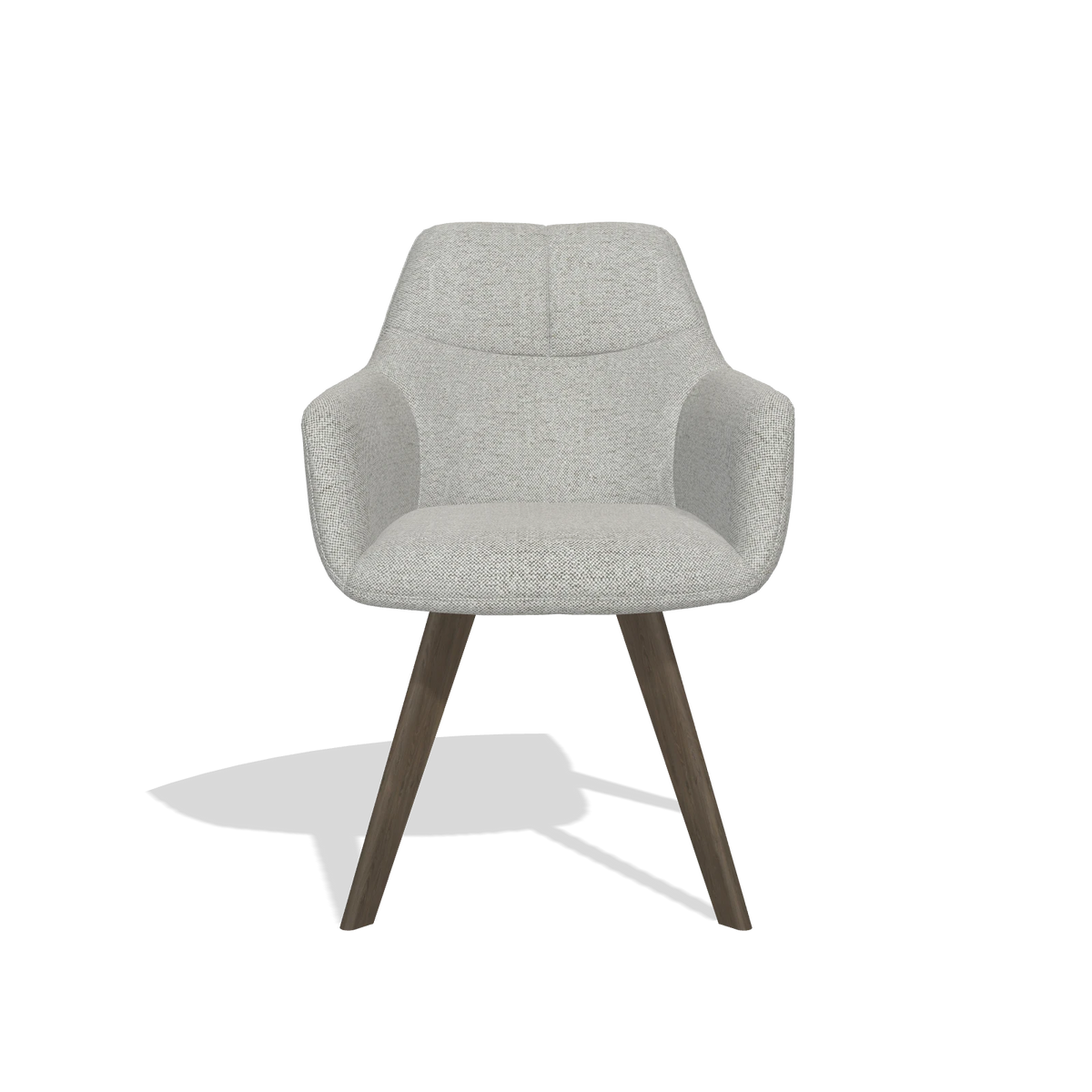 Sedia da pranzo con braccioli Basil 6624 in tessuto Sneak 05 (greige), gambe in noce, vista frontale