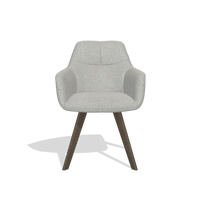 Sedia da pranzo con braccioli Basil 6624 in tessuto Sneak 05 (greige), gambe in noce, vista frontale