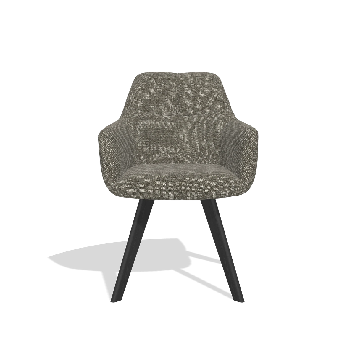 Sedia da pranzo con braccioli Basil 6624 in tessuto Sneak 10 (grigio scuro), gambe in nero, vista frontale