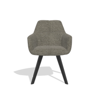 Sedia da pranzo con braccioli Basil 6624 in tessuto Sneak 10 (grigio scuro), gambe in nero, vista frontale