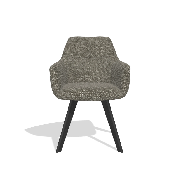 Sedia da pranzo con braccioli Basil 6624 in tessuto Sneak 10 (grigio scuro), gambe in nero, vista frontale