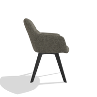 Sedia da pranzo con braccioli Basil 6624 in tessuto Sneak 10 (grigio scuro), gambe in nero, vista laterale