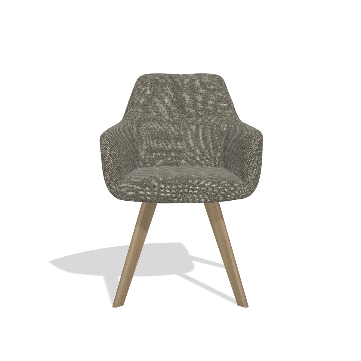 Sedia da pranzo con braccioli Basil 6624 in tessuto Sneak 10 (grigio scuro), gambe in naturale, vista frontale