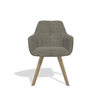 Sedia da pranzo con braccioli Basil 6624 in tessuto Sneak 10 (grigio scuro), gambe in naturale, vista frontale