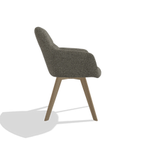 Sedia da pranzo con braccioli Basil 6624 in tessuto Sneak 10 (grigio scuro), gambe in naturale, vista laterale