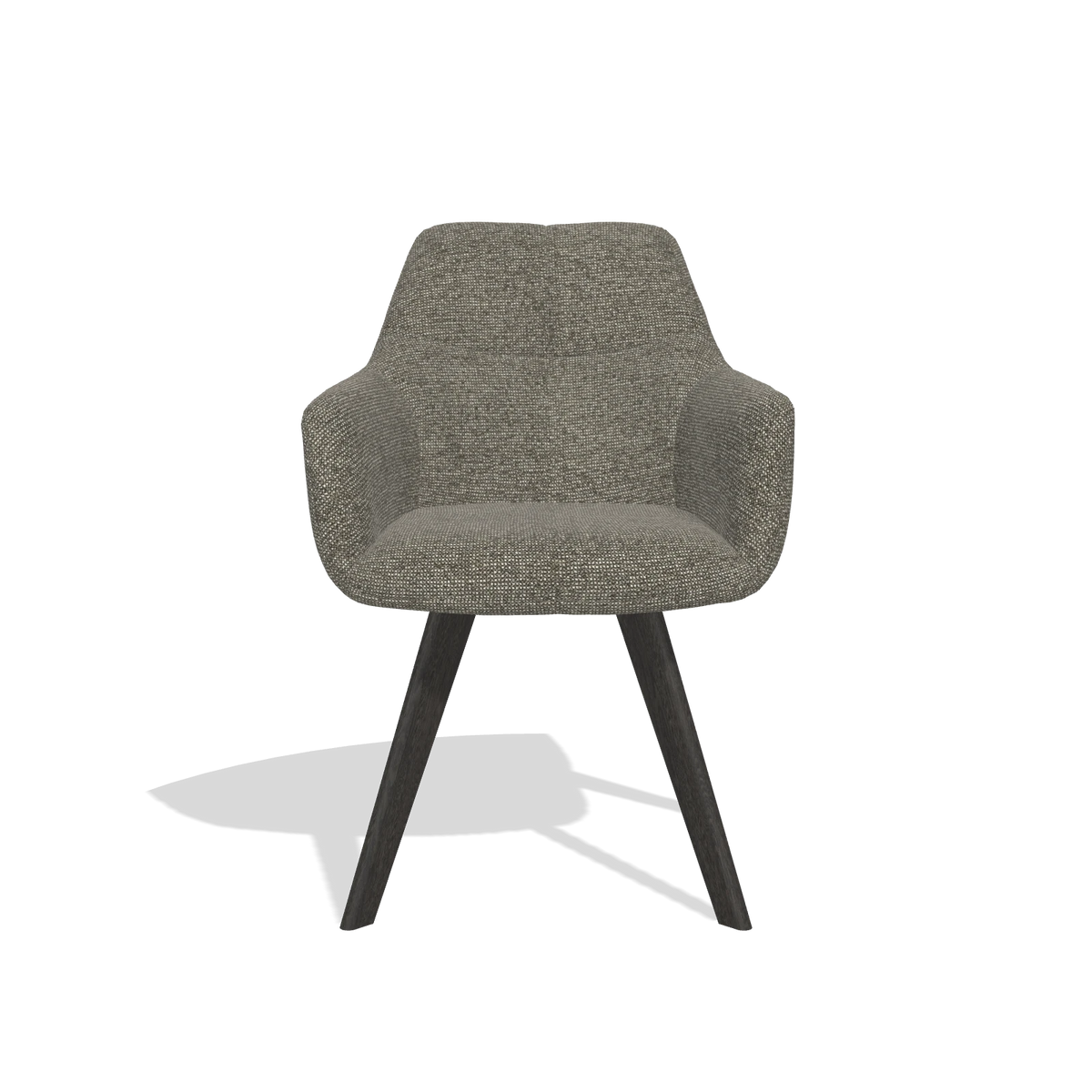 Sedia da pranzo con braccioli Basil 6624 in tessuto Sneak 10 (grigio scuro), gambe in tabacco, vista frontale
