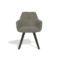 Sedia da pranzo con braccioli Basil 6624 in tessuto Sneak 10 (grigio scuro), gambe in tabacco, vista frontale