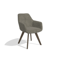 Sedia da pranzo con braccioli Basil 6624 in tessuto Sneak 10 (grigio scuro), gambe in noce, vista angolata