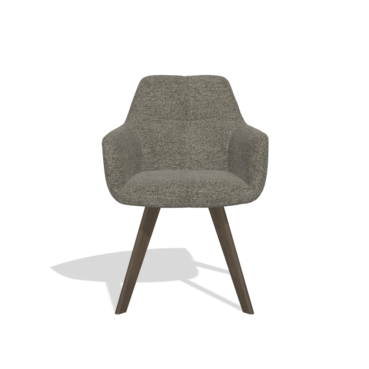 Sedia da pranzo con braccioli Basil 6624 in tessuto Sneak 10 (grigio scuro), gambe in noce, vista frontale