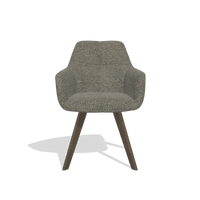 Sedia da pranzo con braccioli Basil 6624 in tessuto Sneak 10 (grigio scuro), gambe in noce, vista frontale