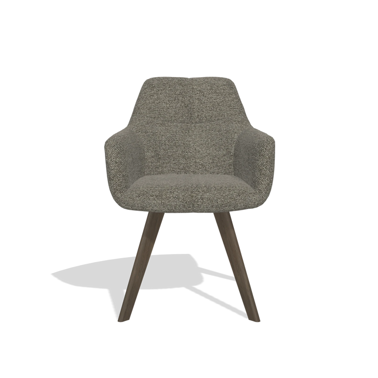 Sedia da pranzo con braccioli Basil 6624 in tessuto Sneak 10 (grigio scuro), gambe in noce, vista frontale