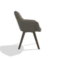 Sedia da pranzo con braccioli Basil 6624 in tessuto Sneak 10 (grigio scuro), gambe in noce, vista laterale