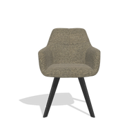 Sedia da pranzo con braccioli Basil 6624 in tessuto Sneak 124 (oliva), gambe in nero, vista frontale