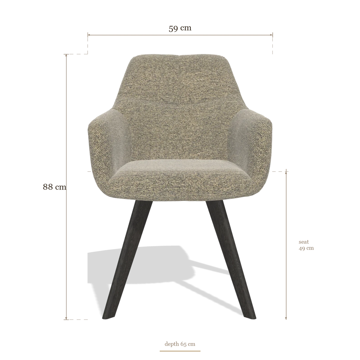 Sedia da pranzo con braccioli Basil 6624, dimensioni 59 x 65 x 88 cm