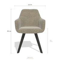 Sedia da pranzo con braccioli Basil 6624, dimensioni 59 x 65 x 88 cm