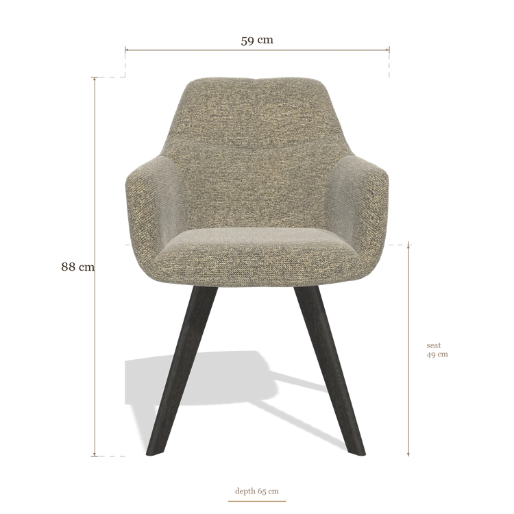 Sedia da pranzo con braccioli Basil 6624, dimensioni 59 x 65 x 88 cm