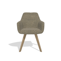 Sedia da pranzo con braccioli Basil 6624 in tessuto Sneak 124 (oliva), gambe in naturale, vista frontale