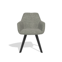 Sedia da pranzo con braccioli Basil 6624 in tessuto Sneak 149 (tortora), gambe in nero, vista frontale