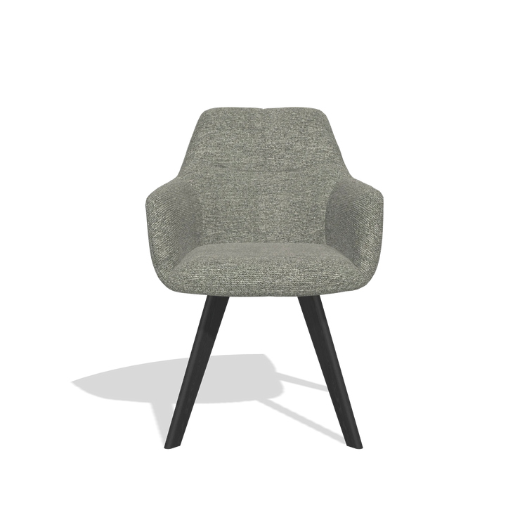 Sedia da pranzo con braccioli Basil 6624 in tessuto Sneak 149 (tortora), gambe in nero, vista frontale