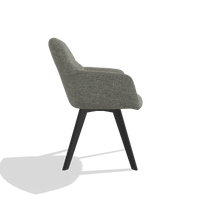 Sedia da pranzo con braccioli Basil 6624 in tessuto Sneak 149 (tortora), gambe in nero, vista laterale