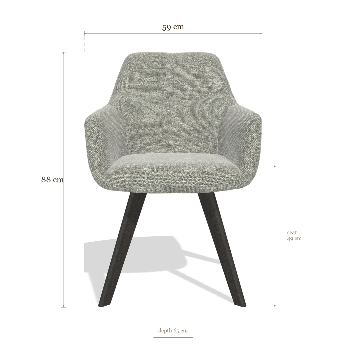 Sedia da pranzo con braccioli Basil 6624, dimensioni 59 x 65 x 88 cm