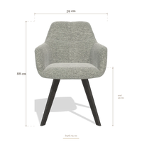 Sedia da pranzo con braccioli Basil 6624, dimensioni 59 x 65 x 88 cm