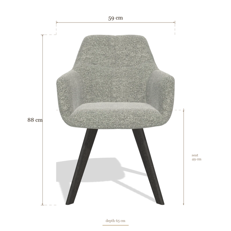Sedia da pranzo con braccioli Basil 6624, dimensioni 59 x 65 x 88 cm