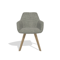 Sedia da pranzo con braccioli Basil 6624 in tessuto Sneak 149 (tortora), gambe in naturale, vista frontale