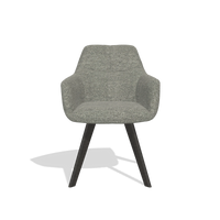 Sedia da pranzo con braccioli Basil 6624 in tessuto Sneak 149 (tortora), gambe in tabacco, vista frontale