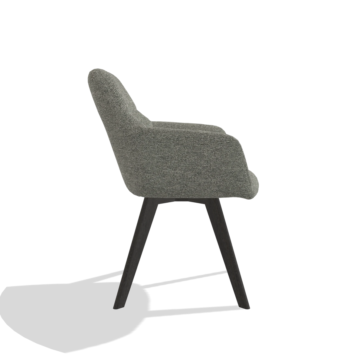 Dining Chair with Armrests Basil 6624 in Sneak 149 fabric (taupe), tobacco legs, side view