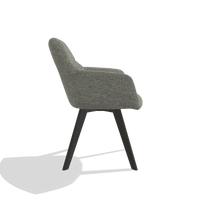 Dining Chair with Armrests Basil 6624 in Sneak 149 fabric (taupe), tobacco legs, side view