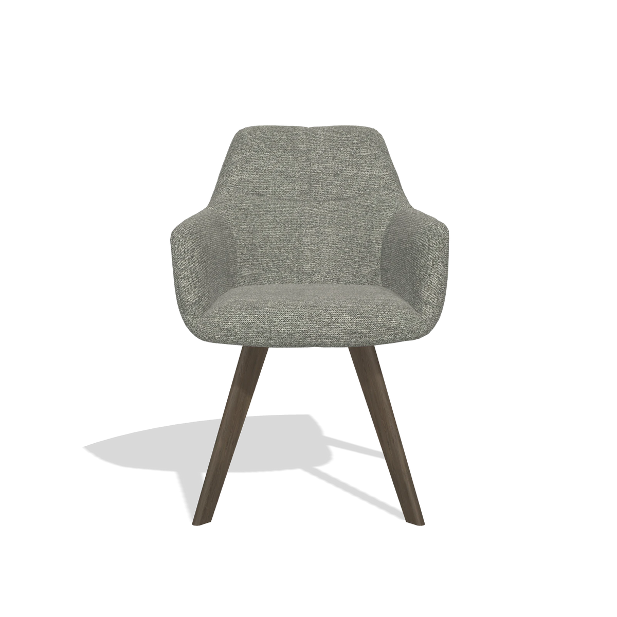 Sedia da pranzo con braccioli Basil 6624 in tessuto Sneak 149 (tortora), gambe in noce, vista frontale