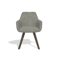 Sedia da pranzo con braccioli Basil 6624 in tessuto Sneak 149 (tortora), gambe in noce, vista frontale