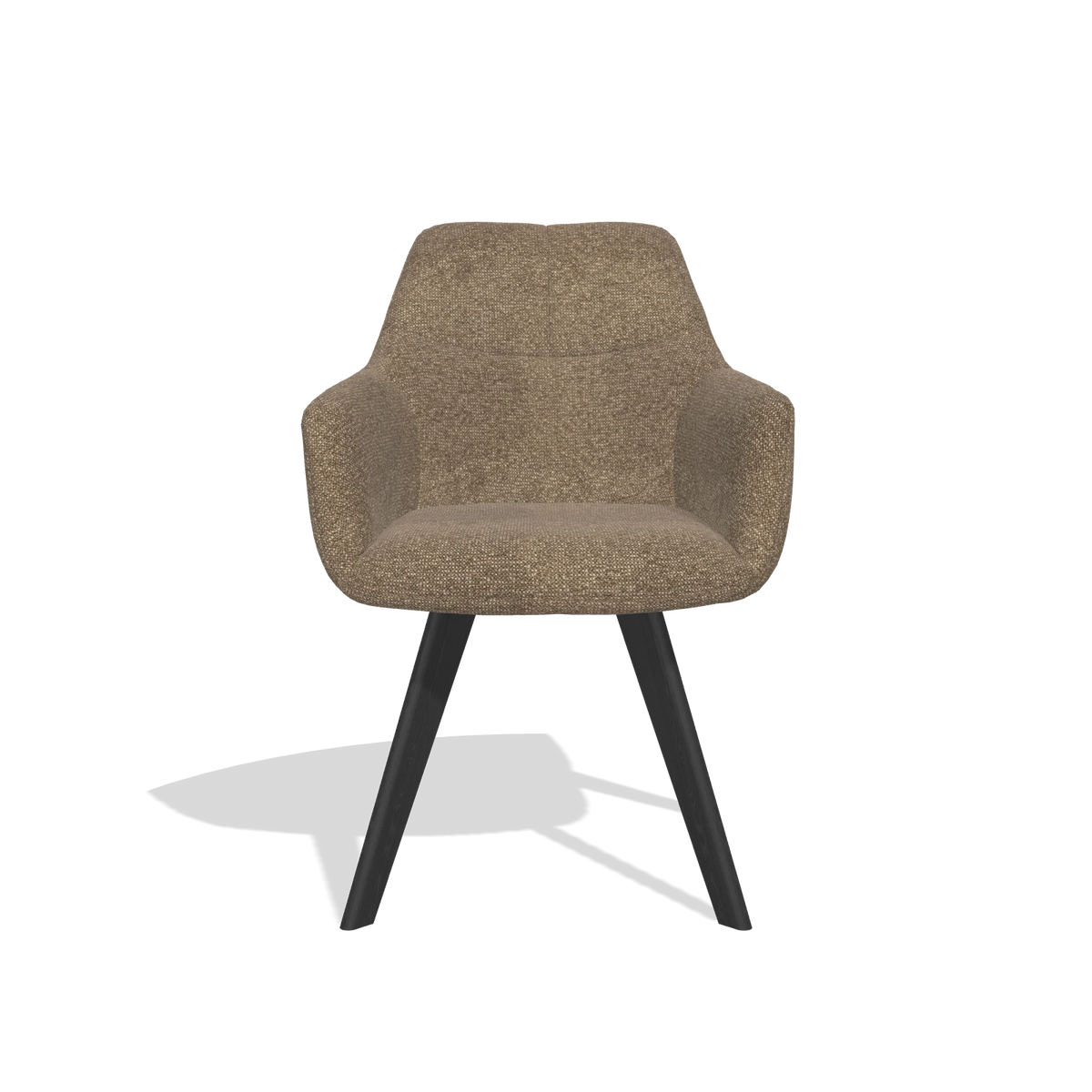 Sedia da pranzo con braccioli Basil 6624 in tessuto Sneak 16 (oliva), gambe in nero, vista frontale