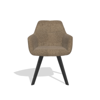 Sedia da pranzo con braccioli Basil 6624 in tessuto Sneak 16 (oliva), gambe in nero, vista frontale