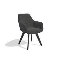 Esszimmerstuhl mit Armlehnen Basil 6624 in Stoff Sneak 67 (Schwarz), Beine in Schwarz, Schrägansicht