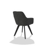 Esszimmerstuhl mit Armlehnen Basil 6624 in Stoff Sneak 67 (Schwarz), Beine in Schwarz, Schrägansicht von hinten