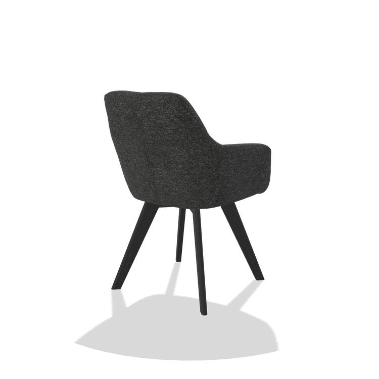 Esszimmerstuhl mit Armlehnen Basil 6624 in Stoff Sneak 67 (Schwarz), Beine in Schwarz, Schrägansicht von hinten