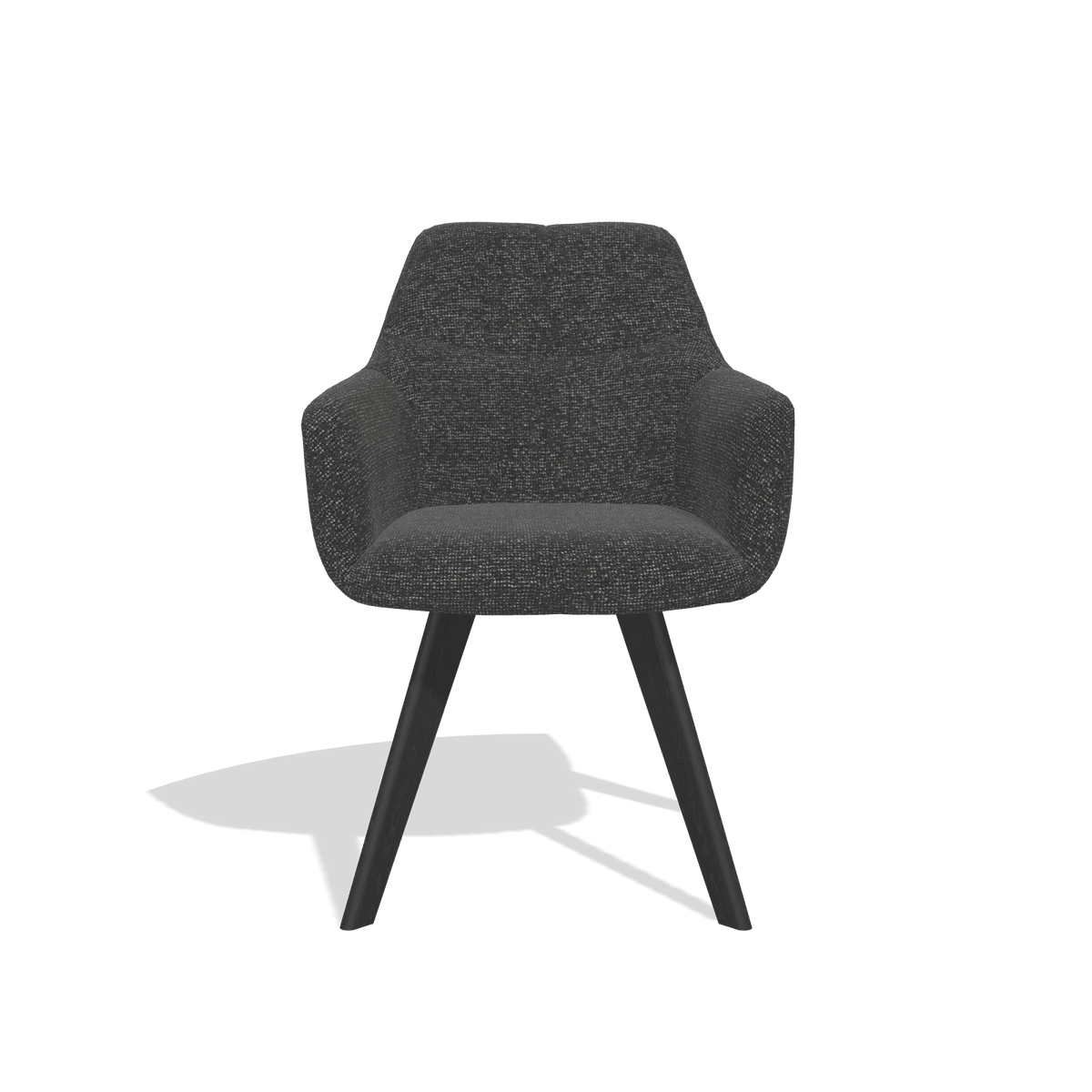 Esszimmerstuhl mit Armlehnen Basil 6624 in Stoff Sneak 67 (Schwarz), Beine in Schwarz, Vorderansicht