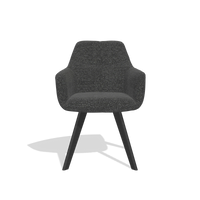 Esszimmerstuhl mit Armlehnen Basil 6624 in Stoff Sneak 67 (Schwarz), Beine in Schwarz, Vorderansicht