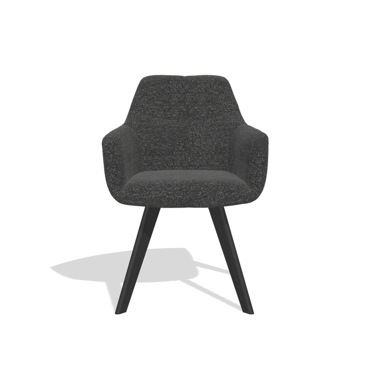 Esszimmerstuhl mit Armlehnen Basil 6624 in Stoff Sneak 67 (Schwarz), Beine in Schwarz, Vorderansicht