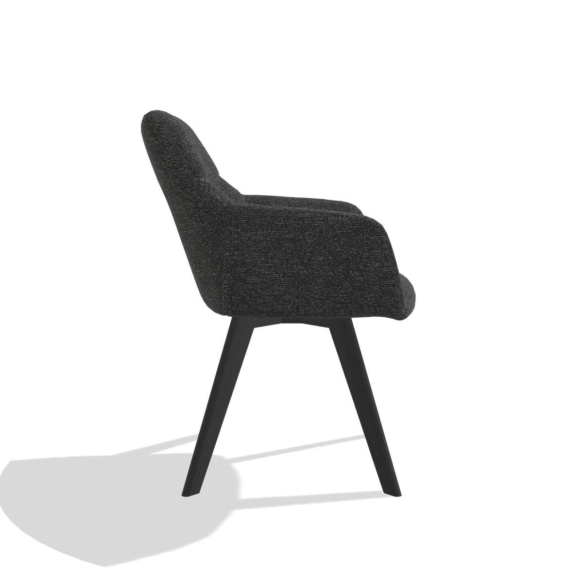 Esszimmerstuhl mit Armlehnen Basil 6624 in Stoff Sneak 67 (Schwarz), Beine in Schwarz, Seitenansicht