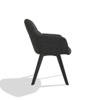 Esszimmerstuhl mit Armlehnen Basil 6624 in Stoff Sneak 67 (Schwarz), Beine in Schwarz, Seitenansicht