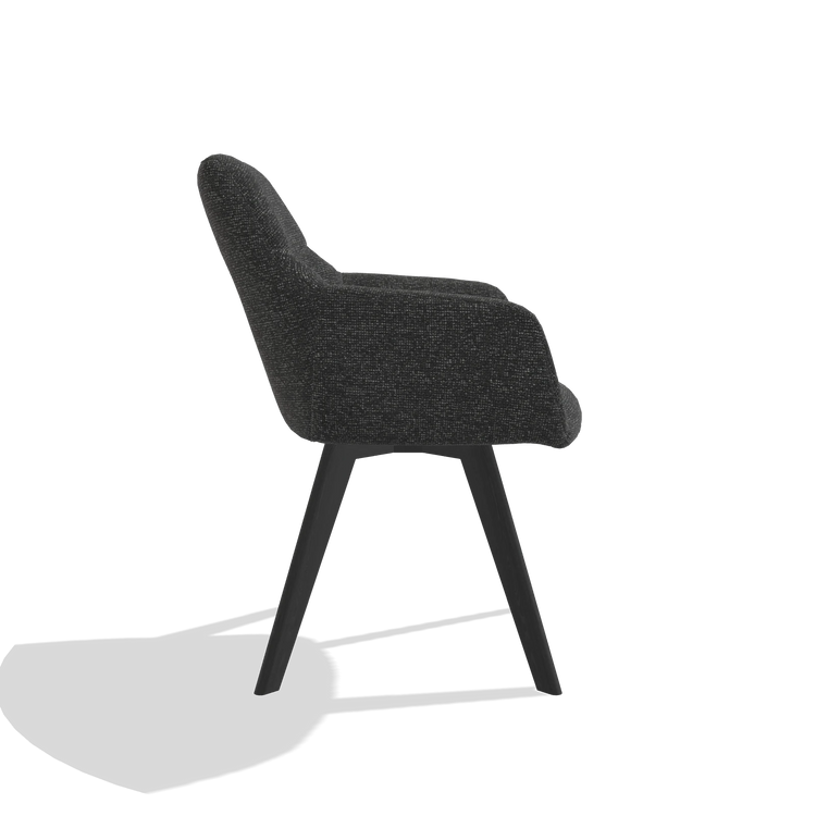 Esszimmerstuhl mit Armlehnen Basil 6624 in Stoff Sneak 67 (Schwarz), Beine in Schwarz, Seitenansicht