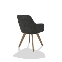 Esszimmerstuhl mit Armlehnen Basil 6624 in Stoff Sneak 67 (Schwarz), Beine in Natur, Schrägansicht von hinten
