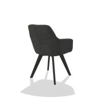 Esszimmerstuhl mit Armlehnen Basil 6624 in Stoff Sneak 67 (Schwarz), Beine in Tabak, Schrägansicht von hinten