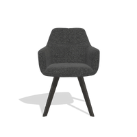 Esszimmerstuhl mit Armlehnen Basil 6624 in Stoff Sneak 67 (Schwarz), Beine in Tabak, Vorderansicht