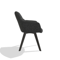 Esszimmerstuhl mit Armlehnen Basil 6624 in Stoff Sneak 67 (Schwarz), Beine in Tabak, Seitenansicht